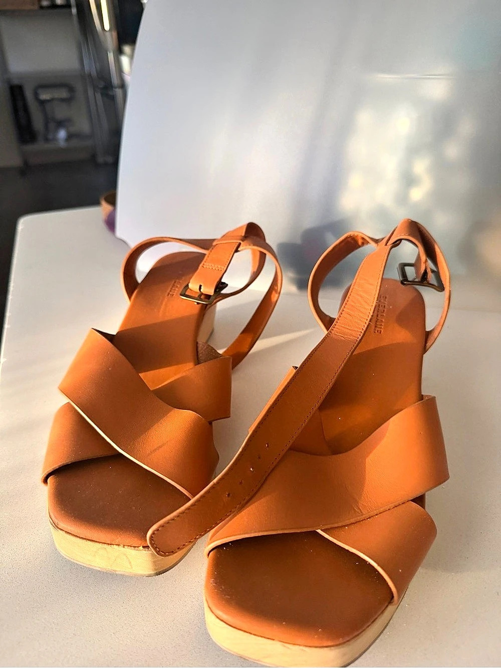 Everlane The Wedge Brown Platform Wedge Sandals size 11